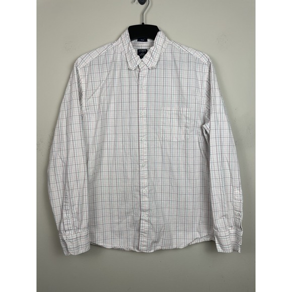 J.Crew Flex Washed Shirt Mens XL Slim White Plaid Cotton Casual Business NWOT - Picture 2 of 7